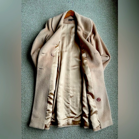 Sofia Cashmere long alpaca coat nude blush neutral color - Picture 2 of 7